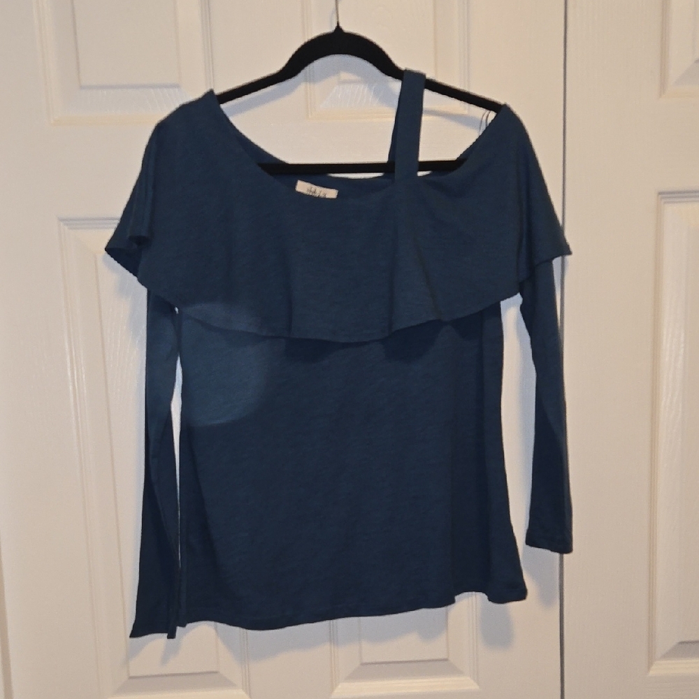 Style & Co. Teal Long Sleeve Off-Shoulder Top